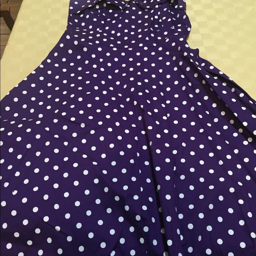 Sara USA size M purple pika dot dress cotton
